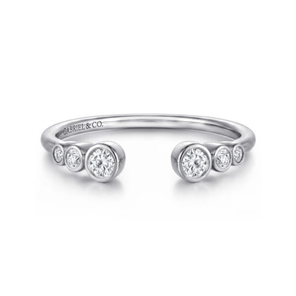 14K White Gold Bezel Set Round Diamond Open Anniversary Band