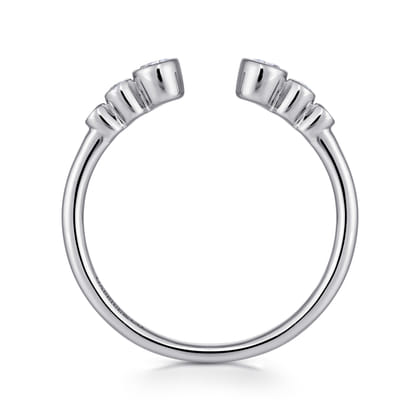 14K White Gold Bezel Set Round Diamond Open Anniversary Band