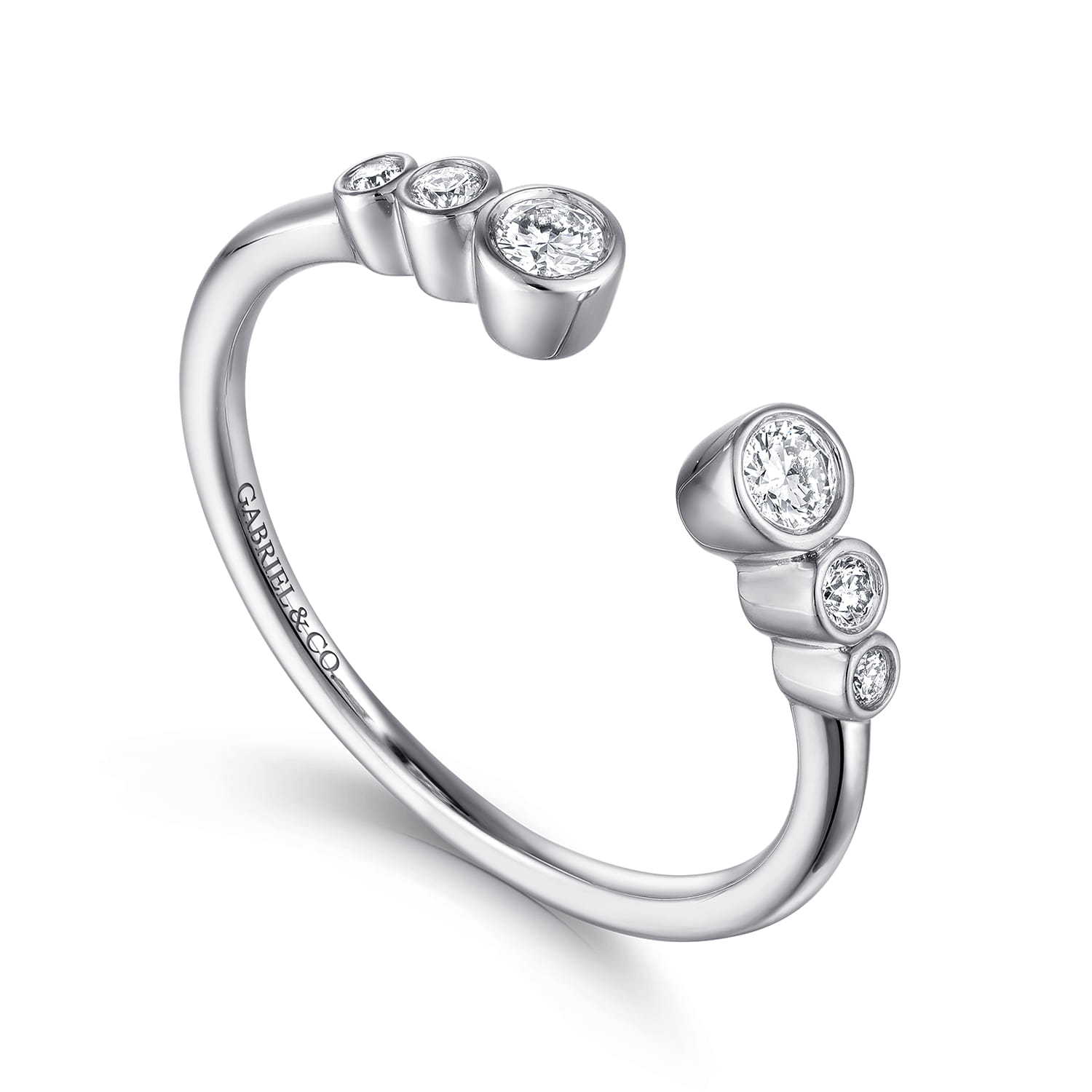 Open Ring Wedding Ring in 14k White Gold with Round Natural Diamond at Gabriel & Co. - Shot 3