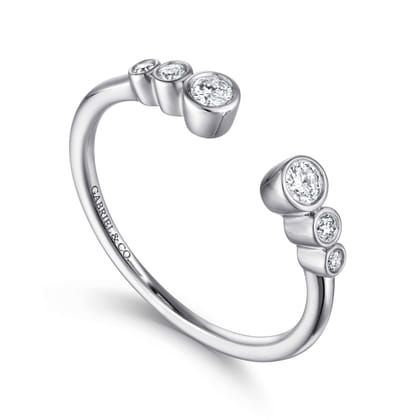 14K White Gold Bezel Set Round Diamond Open Anniversary Band