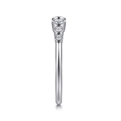 14K White Gold Bezel Set Round Diamond Open Anniversary Band
