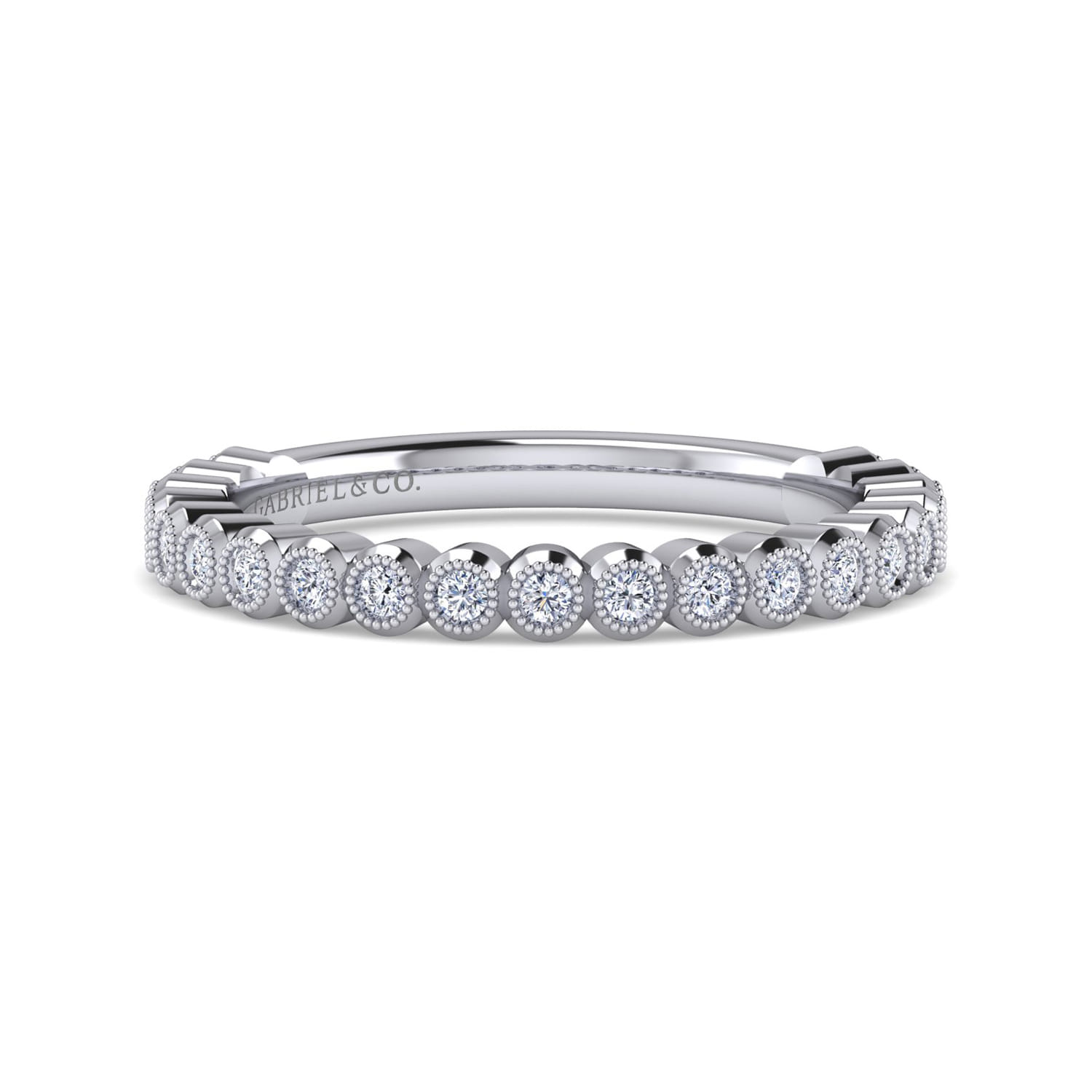 14K White Gold Bezel Set Stackable Diamond Band - 0.24 ct - Shot 1