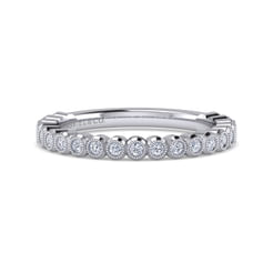 14K White Gold Bezel Set Stackable Diamond Band