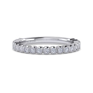 14K White Gold Bezel Set Stackable Diamond Band