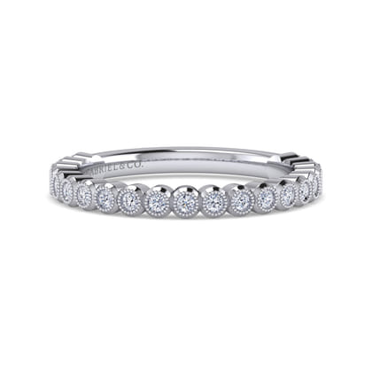 14K White Gold Bezel Set Stackable Diamond Band