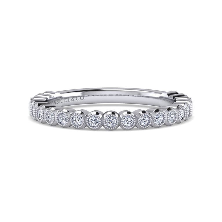 14K White Gold Bezel Set Stackable Diamond Band - 0.24 ct - Shot 1