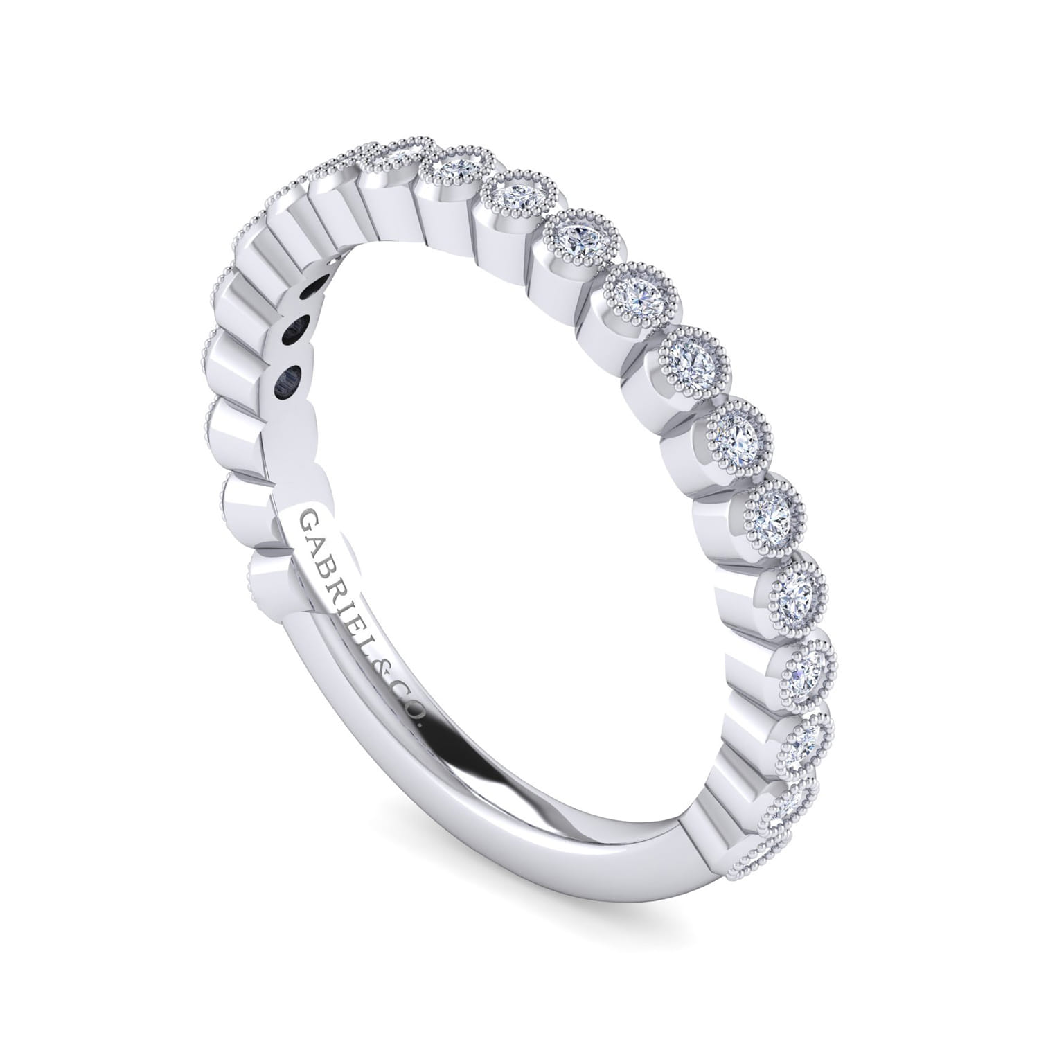 14K White Gold Bezel Set Stackable Diamond Band - 0.24 ct - Shot 3