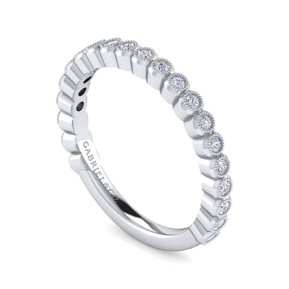 14K White Gold Bezel Set Stackable Diamond Band