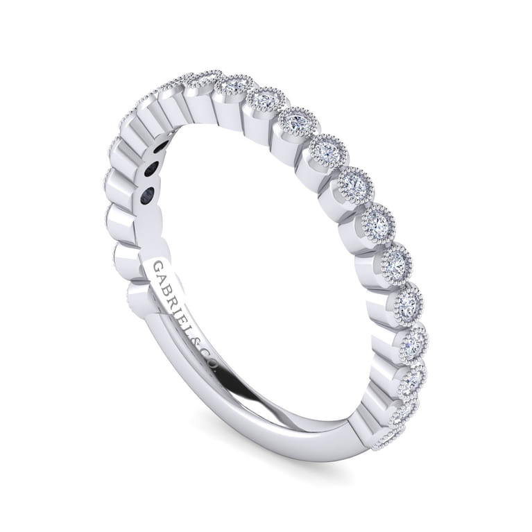 14K White Gold Bezel Set Stackable Diamond Band - 0.24 ct - Shot 3