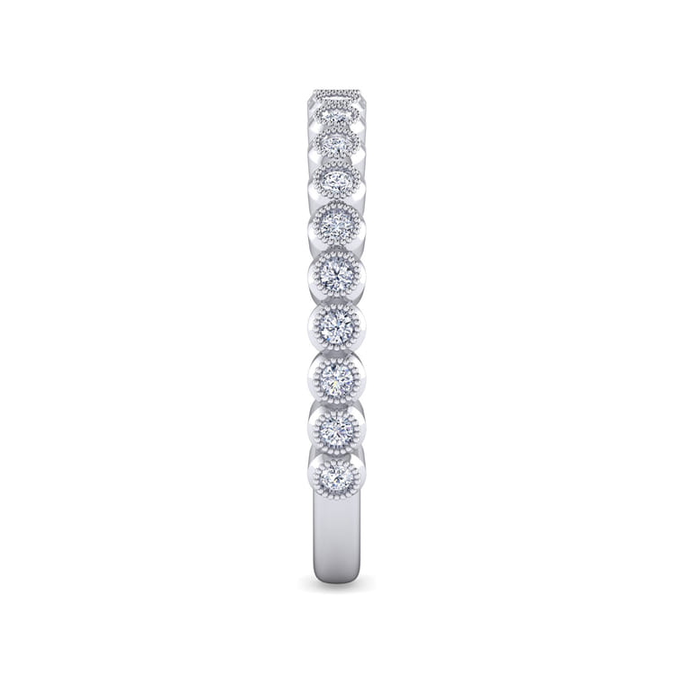14K White Gold Bezel Set Stackable Diamond Band