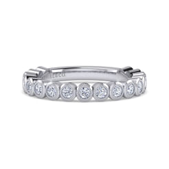 14K White Gold Bezel Set Stackable Diamond Band