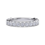 14K White Gold Bezel Set Stackable Diamond Band
