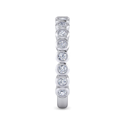 14K White Gold Bezel Set Stackable Diamond Band