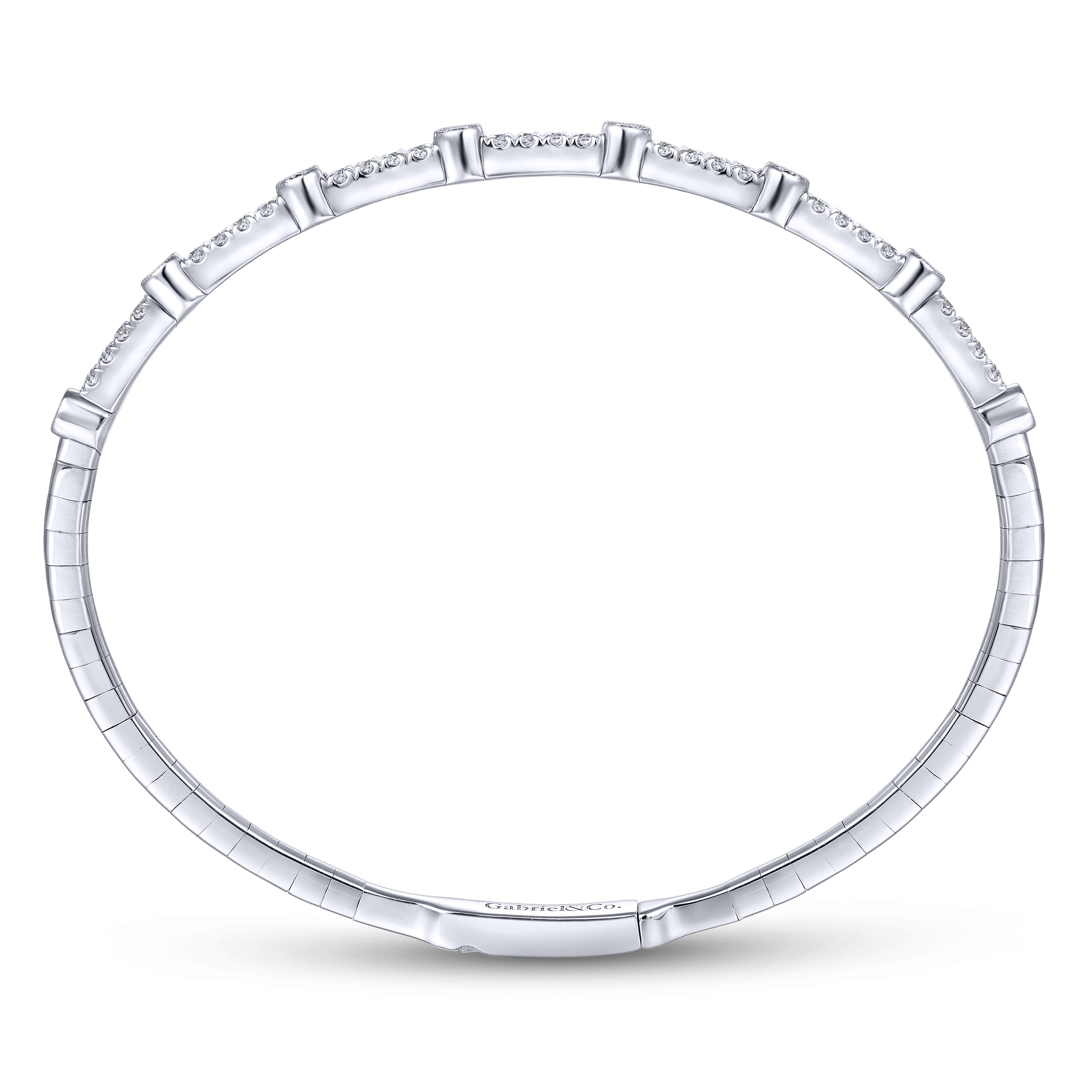 14K White Gold Bezel Station Diamond Bangle - 0.55 ct - Shot 3