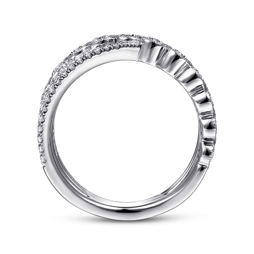 14K White Gold Bezel and Prong Set Criss Cross Diamond Ring - 1.05 ct - Shot 2