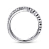 14K White Gold Bezel and Prong Set Criss Cross Diamond Ring - 1.05 ct