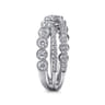 14K White Gold Bezel and Prong Set Criss Cross Diamond Ring - 1.05 ct