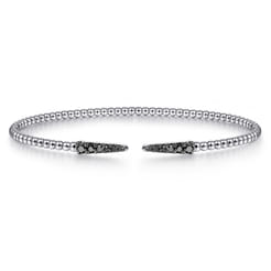 14K White Gold Black Diamond Bangle