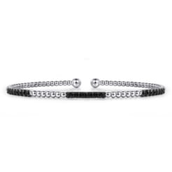 14K White Gold Black Diamond Bangle