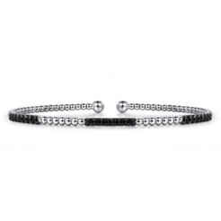 14K White Gold Black Diamond Bangle