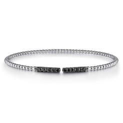 14K White Gold Black Diamond Bangle