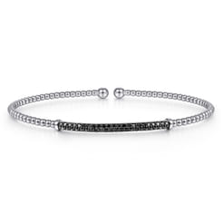 14K White Gold Black Diamond Bangle
