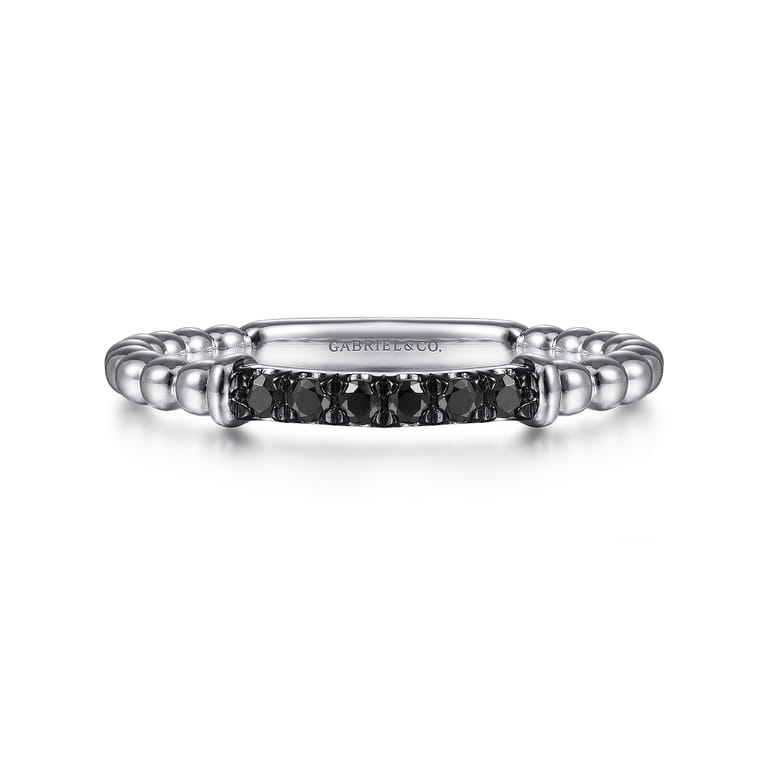 14K White Gold Black Diamond Bujukan Ring - 0.11 ct - Shot 1