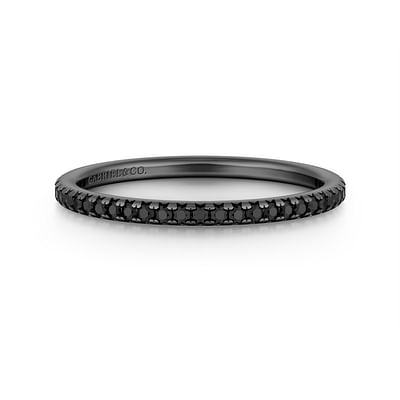 14K White Gold-Black Rhodium Black Diamond Stackable Diamond Band