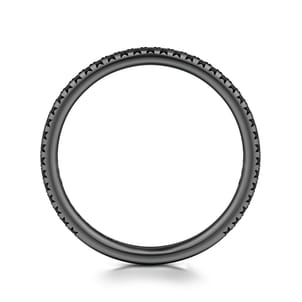 14K White Gold-Black Rhodium Black Diamond Stackable Diamond Band