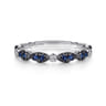 14K White Gold Black Rhodium Diamond and Blue Sapphire Stackable Ladies Ring - 0.03 ct