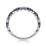 14K White Gold Black Rhodium Diamond and Blue Sapphire Stackable Ladies Ring - 0.03 ct