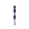 14K White Gold Black Rhodium Diamond and Blue Sapphire Stackable Ladies Ring - 0.03 ct