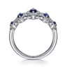 14K White Gold Blue Sapphire and Diamond Halo Marquise Ladies Ring - 0.35 ct