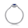 14K White Gold Blue Sapphire and Diamond Halo Promise Ring - 0.06 ct