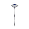 14K White Gold Blue Sapphire and Diamond Halo Promise Ring - 0.06 ct