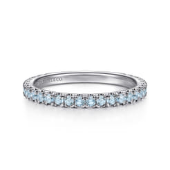 14K White Gold Blue Topaz Stackable Ring