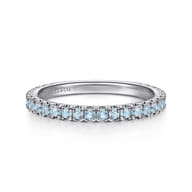 14K White Gold Blue Topaz Stackable Ring