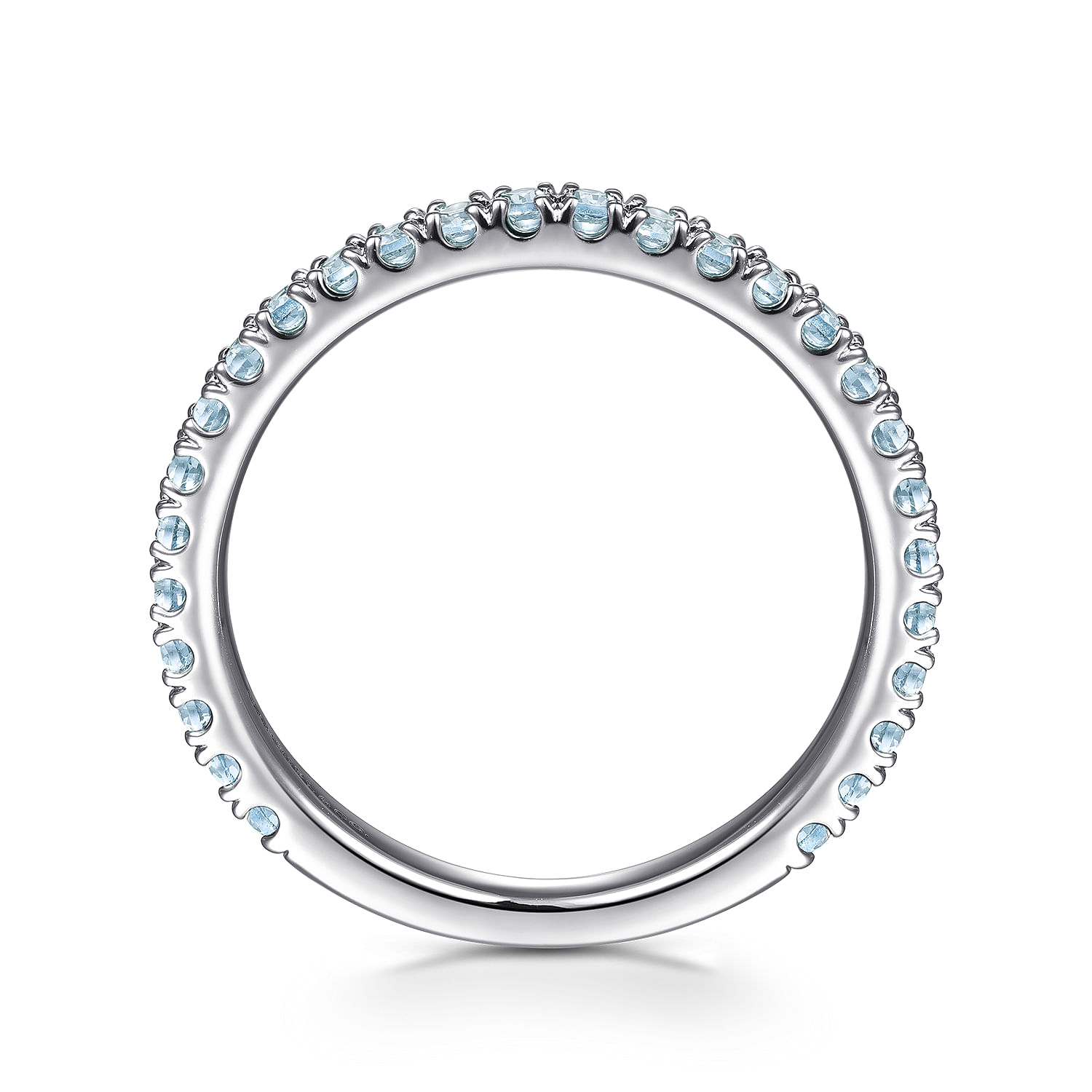 14K White Gold Blue Topaz Stackable Ring