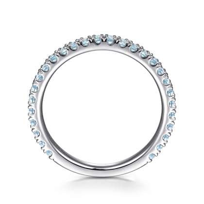 14K White Gold Blue Topaz Stackable Ring