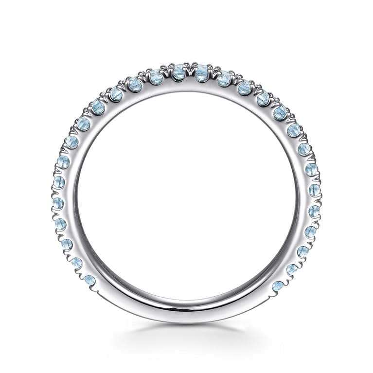 14K White Gold Blue Topaz Stackable Ring - Shot 2