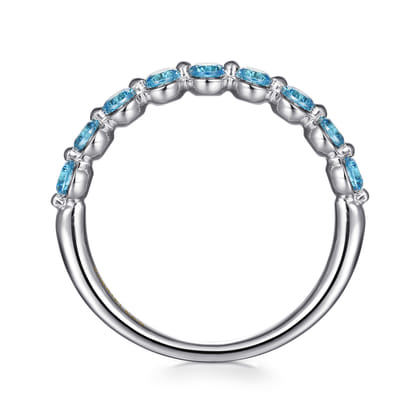 14K White Gold Blue Topaz Stackable Ring