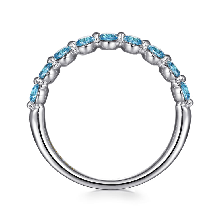 14K White Gold Blue Topaz Stackable Ring - Shot 2