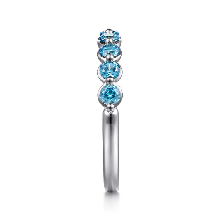 14K White Gold Blue Topaz Stackable Ring - Shot 4