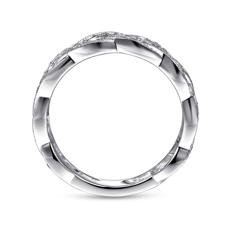 14K White Gold Braided Diamond Stackable Ring - 0.55 ct - Shot 2