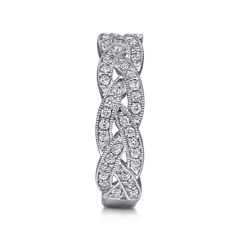 14K White Gold Braided Diamond Stackable Ring - 0.55 ct - Shot 4
