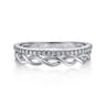 14K White Gold Braided Metal and Diamond Row Ring - 0.15 ct
