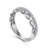 14K White Gold Braided Metal and Diamond Row Ring - 0.15 ct