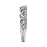 14K White Gold Braided Metal and Diamond Row Ring - 0.15 ct