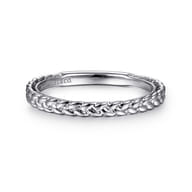 14K White Gold Braided Stackable Ring
