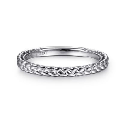 14K White Gold Braided Stackable Ring